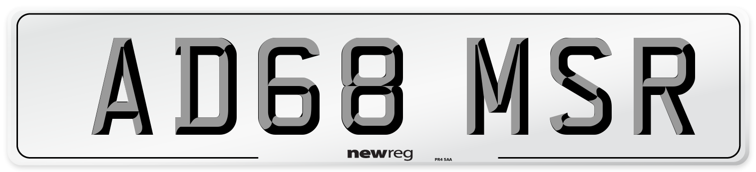 AD68 MSR Number Plate from New Reg